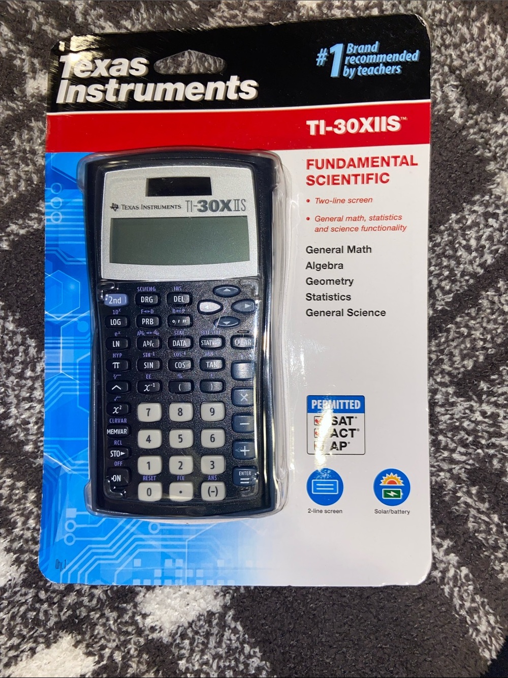 Texas Instruments TI-30XIIS Scientific Calculator - Black, White, Red